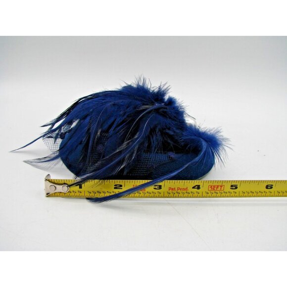 Vintage Womens Pillbox Hat Fascinators White Pearl Feathers Mesh Veil Party Clip - Picture 12 of 13